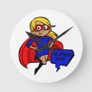 blonde super mum round clock