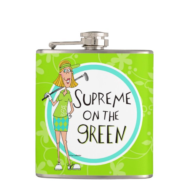 Blonde Supreme on the green Hip Flask (Front)
