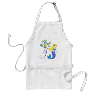 Blonde Swimming Mermaid Girl Bubbles Ocean Initial Standard Apron
