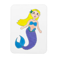 Blonde Swimming Mermaid Girl Purple Tail Ocean Sea