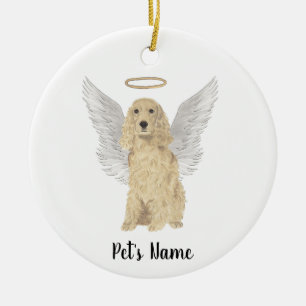 Blonde Tan Golden Cocker Spaniel Sympathy Memorial Ceramic Ornament