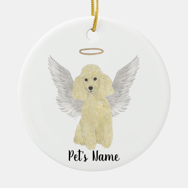 Blonde Tan Golden Poodle Sympathy Memorial Ceramic Ornament (Front)