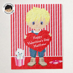 Blonde Valentine's  Boy Jigsaw Puzzle