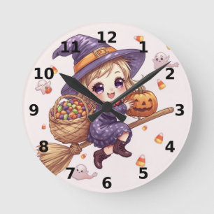 Blonde Witch Halloween Wall Clock