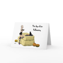 Blonde Witch Pin Up Girl Halloween Greeting Card