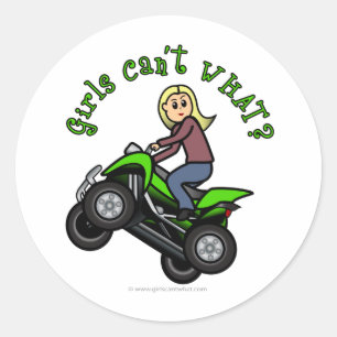 Blonde Woman ATV   Four Wheeler Driver Classic Round Sticker