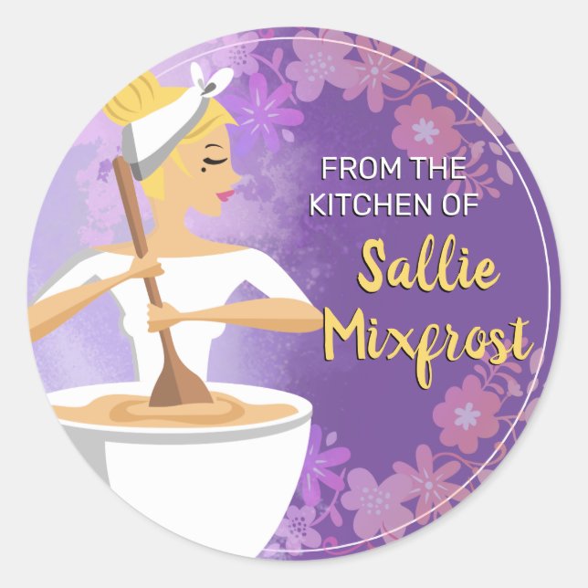 Blonde woman bakery from the kitchen of classic round sticker (Front)