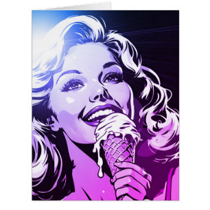 Blonde Woman Ice Cream Purple Magenta Blue Black