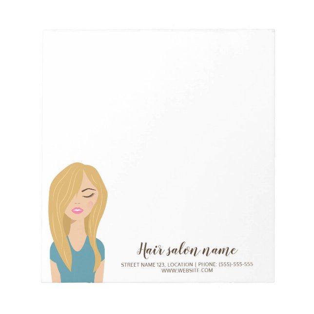 Blonde Woman Illustration Hair Salon Beauty Salon Notepad (Front)