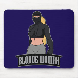 Blonde Woman Mousepad Blue