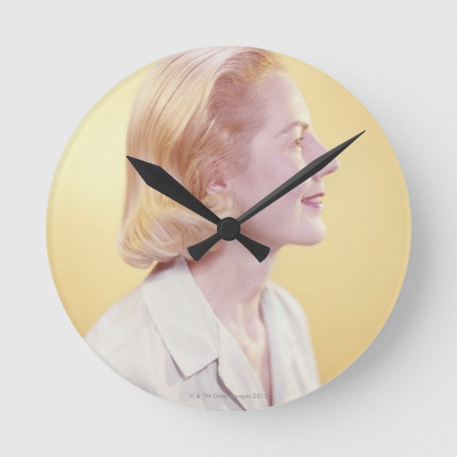 Blonde Woman Round Clock (Front)