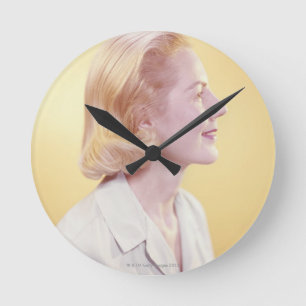 Blonde Woman Round Clock