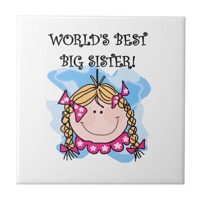 Blonde World's Best Big Sister Gifts Ceramic Tile (Front)