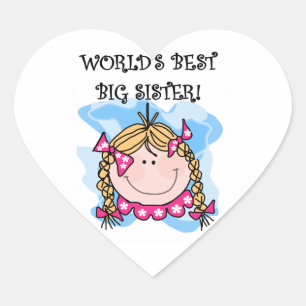 Blonde World's Best Big Sister Gifts Heart Sticker