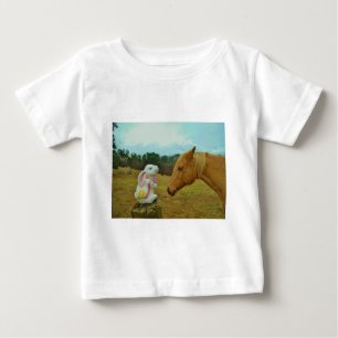Blonde Yellow horse & Easter Bunny Baby T-Shirt