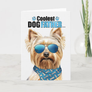 Blonde Yorkie Dog Coolest Dad Father's Day Holiday Card