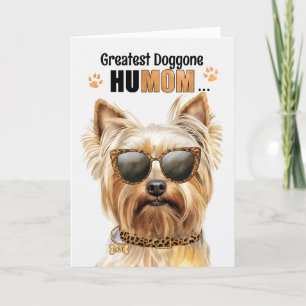 Blonde Yorkie Dog Greatest HuMOM Mother's Day Holiday Card