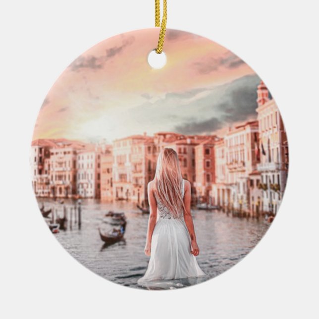 Blondie In Romantic Venice      Ceramic Ornament (Front)