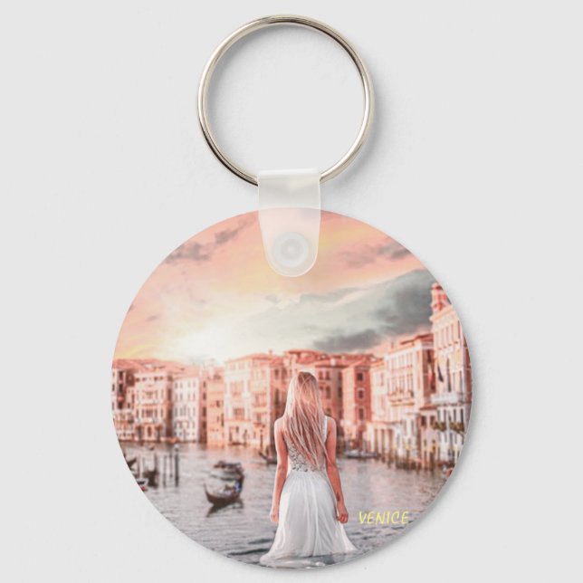 Blondie In Romantic Venice    Key Ring (Front)
