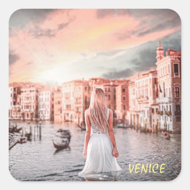 Blondie In Romantic Venice    Square Sticker (Front)