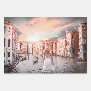 Blondie In Romantic Venice Wrapping Paper Sheet