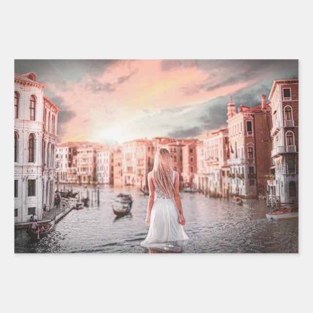 Blondie In Romantic Venice           Wrapping Paper Sheet (Front)
