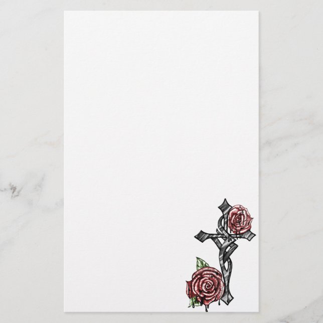 Blood and Roses Cross Stationery (Front)