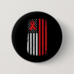 Blood Cancer Awareness American Flag  6 Cm Round Badge