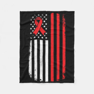 Blood Cancer Awareness American Flag Fleece Blanket