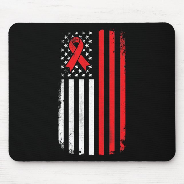 Blood Cancer Awareness American Flag  Mouse Pad (Front)