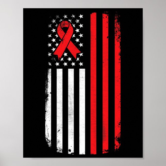Blood Cancer Awareness American Flag  Poster (Front)