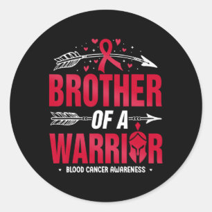Blood Cancer Awareness Brother Of A Warrior Red Ri Classic Round Sticker