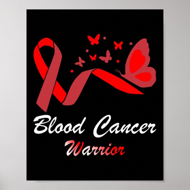 Blood Cancer Awareness Butterfly Red Ribbon Suppor Poster (Front)
