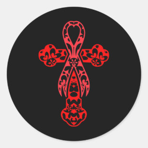 Blood Cancer Awareness Cross God Red Ribbon Faith  Classic Round Sticker