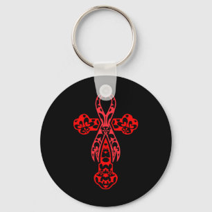 Blood Cancer Awareness Cross God Red Ribbon Faith Key Ring