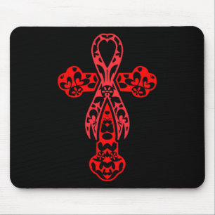 Blood Cancer Awareness Cross God Red Ribbon Faith  Mouse Pad