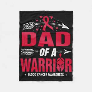 Blood Cancer Awareness Dad Of A Warrior Red Ribbon Fleece Blanket