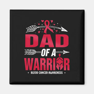 Blood Cancer Awareness Dad Of A Warrior Red Ribbon Magnet