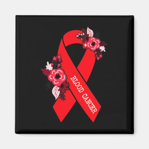 Blood Cancer Awareness Floral Red Ribbon Blood Can Magnet