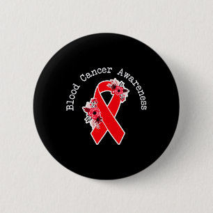 Blood Cancer Awareness Floral Red Ribbon Blood Dis 6 Cm Round Badge