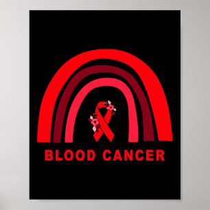 Blood Cancer Awareness Floral Red Ribbon Cute Rain Poster