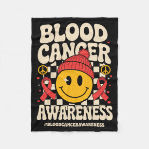 Blood Cancer Awareness Groovy Ribbon Blood Cancer Fleece Blanket