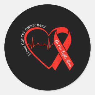 Blood Cancer Awareness Heart Ribbon Red Support Classic Round Sticker