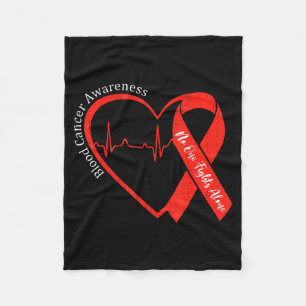 Blood Cancer Awareness Heart Ribbon Red Support Fleece Blanket