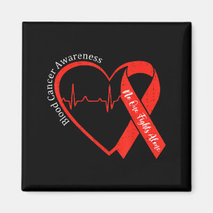 Blood Cancer Awareness Heart Ribbon Red Support Magnet