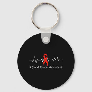 Blood Cancer Awareness Heartbeat Ribbon Red Key Ring