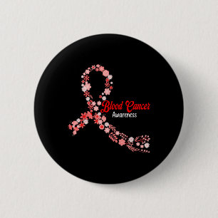 Blood Cancer Awareness Hippie Flower Red Ribbon Su 6 Cm Round Badge