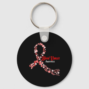 Blood Cancer Awareness Hippie Flower Red Ribbon Su Key Ring