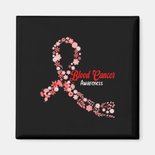 Blood Cancer Awareness Hippie Flower Red Ribbon Su Magnet