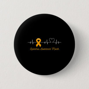 Blood Cancer Awareness Month Orange Ribbon Heartbe 6 Cm Round Badge